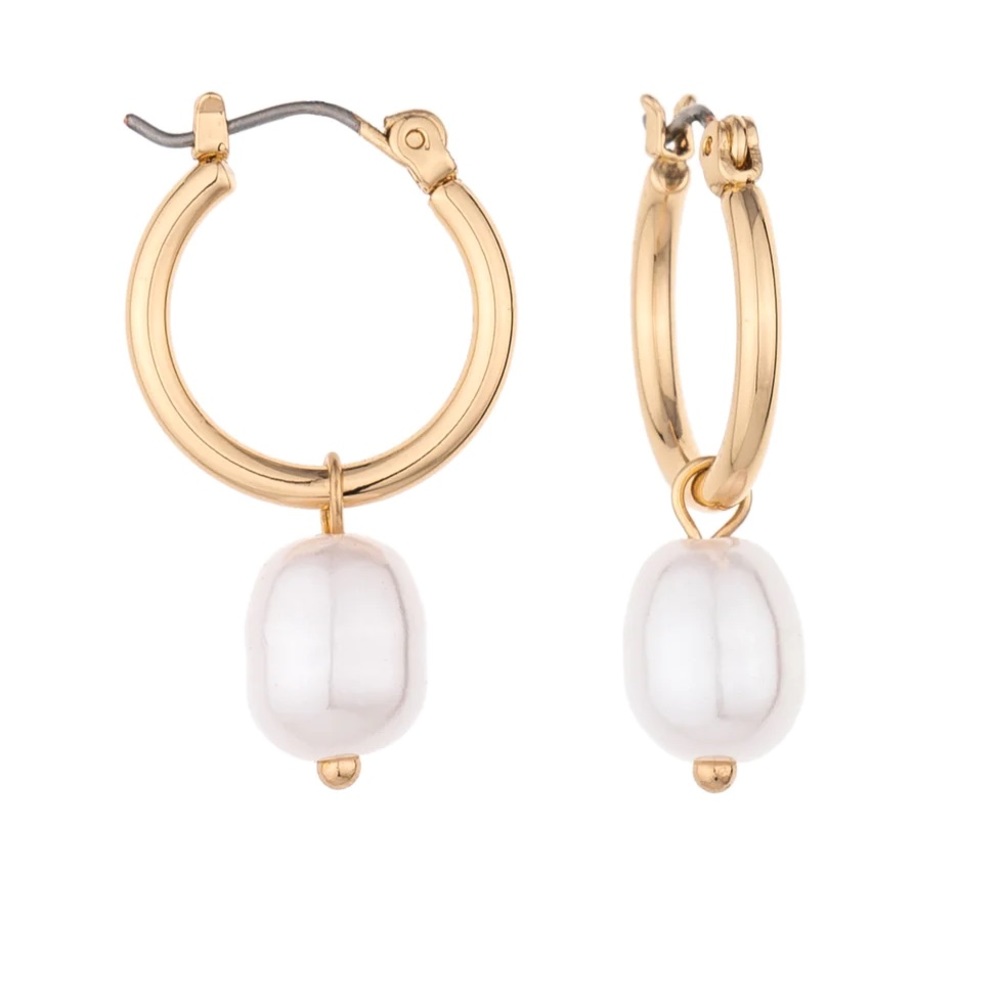 Charged Jewelry With A Story- Pearl Huggie Hoops - Picture 3 of 6